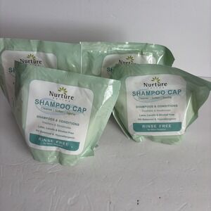 Lot Of 4 NURTURE VALLEY HAIR SHAMPOO CAP CONDITIONS RINSE Free No Water Required